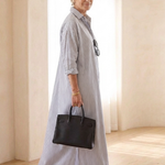 Vessette | Striped Long Sleeve Collar Maxi Shirt Dress