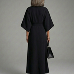 Bella | Waist Defined Cape Sleeve Asymmetric Midi Dress