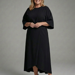 Bella | Waist Defined Cape Sleeve Asymmetric Midi Dress