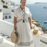 Brimae | Short Sleeve V Neck Wrap Style Midi Dress