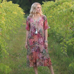 Sennamae | Short Sleeve V Neck Printed Midi Dress