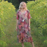 Sennamae | Short Sleeve V Neck Printed Midi Dress