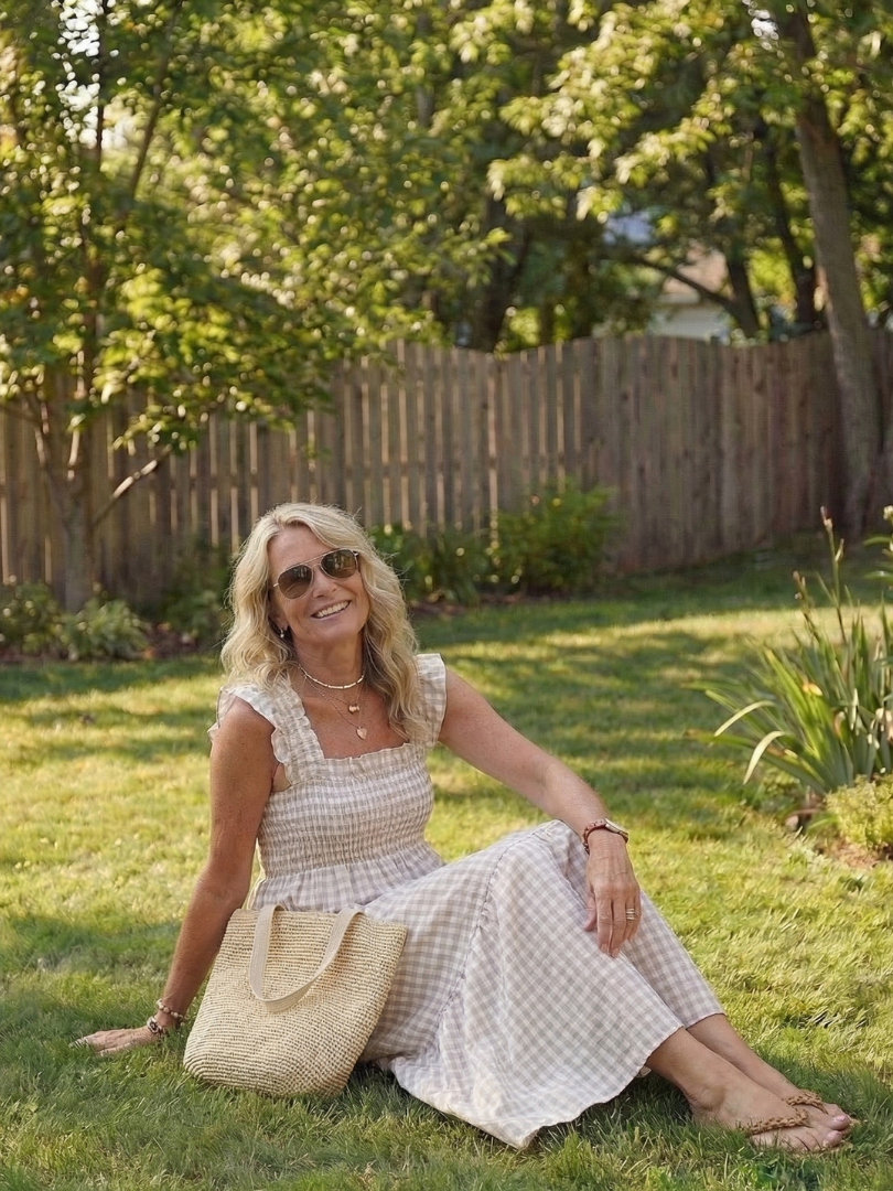 Liorana | Flutter Sleeve Smocked Gingham Maxi Dress