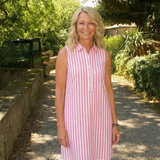 Rosbelle | Sleeveless Striped Button Front Shirt Dress