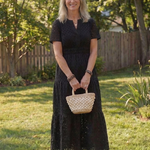 Lilada | Short Sleeve Eyelet Tiered Midi Dress