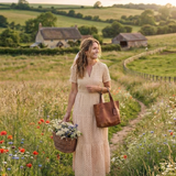 Lilada | Short Sleeve Eyelet Tiered Midi Dress
