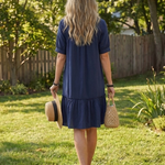 Surinia | Short Sleeve Button Front Ruffle Hem Dress
