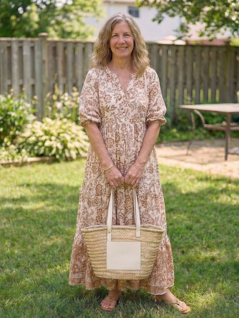 Miralyn | Short Sleeve V Neck Floral Midi Dress
