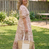 Miralyn | Short Sleeve V Neck Floral Midi Dress