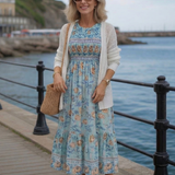 Larssa | Half Sleeve Smocked Floral Midi Dress