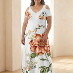 Norana | Floral V Neck Short Sleeve Maxi Dress