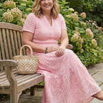 Lilada | Short Sleeve Eyelet Tiered Midi Dress
