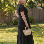 Lilada | Short Sleeve Eyelet Tiered Midi Dress
