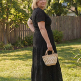 Lilada | Short Sleeve Eyelet Tiered Midi Dress