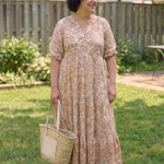 Miralyn | Short Sleeve V Neck Floral Midi Dress