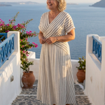 Caletta | V Neck Short Sleeve Cross Waist Midi Dress