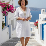 Noralette | V Neck Three Quarter Sleeve Knee Length Dress