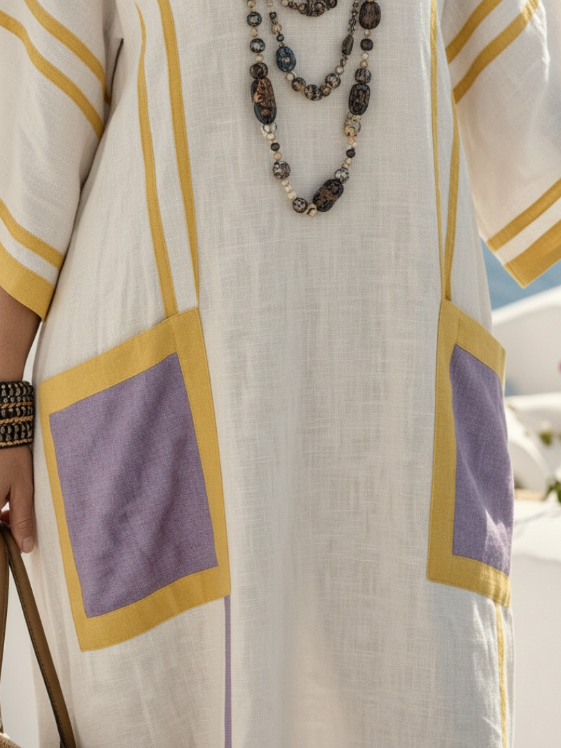 Dormarie | V Neck Short Sleeve Pocket Maxi Dress