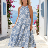 Brilora | Sleeveless High Neck Tiered Midi Dress