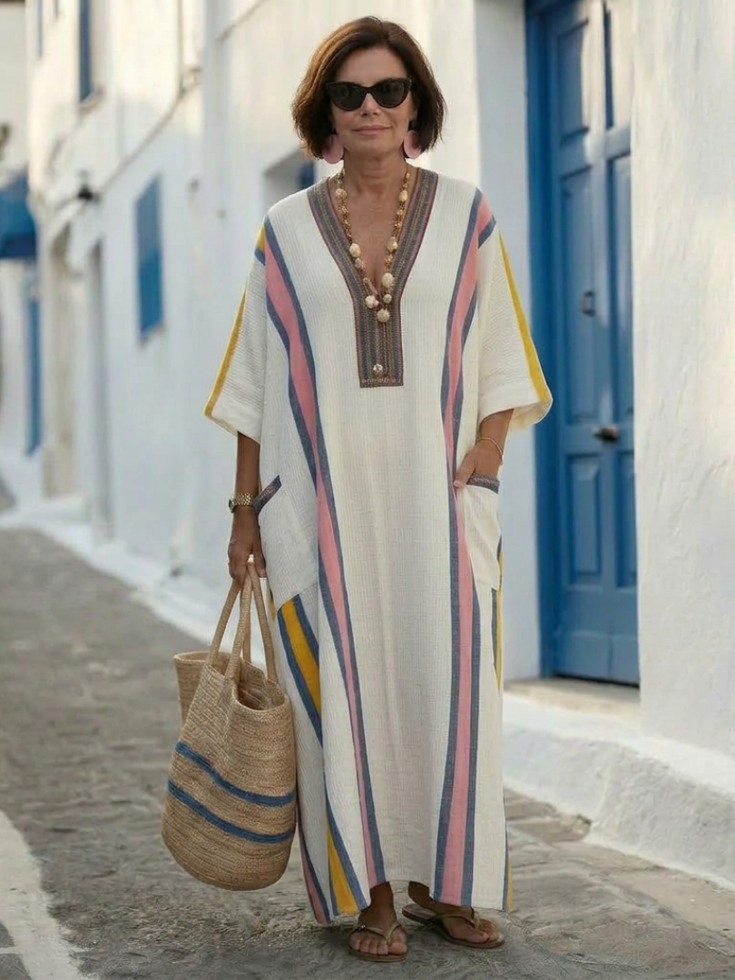 Serette | V Neck Half Sleeve Pocket Maxi Dress