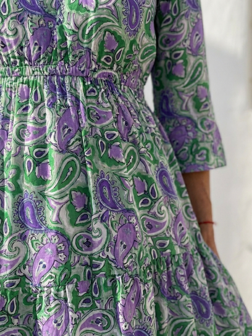 Fiorina | Long Sleeve V Neck Bohemian Maxi Dress