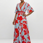 Celine | V Neck Short Sleeve Floral Maxi Dress