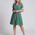Thalmarie | Short Sleeve Collared Polka Dot Midi Dress