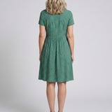 Thalmarie | Short Sleeve Collared Polka Dot Midi Dress
