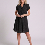 Thalmarie | Short Sleeve Collared Polka Dot Midi Dress