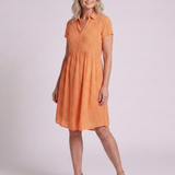Thalmarie | Short Sleeve Collared Polka Dot Midi Dress