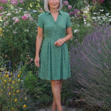Thalmarie | Short Sleeve Collared Polka Dot Midi Dress