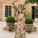 Camlyn | Round Neck Three Quarter Sleeve Belted Maxi Dress