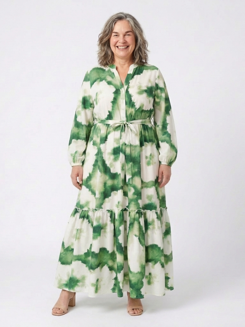 Larney | Long Sleeve Tie Waist Tiered Maxi Dress