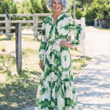 Larney | Long Sleeve Tie Waist Tiered Maxi Dress