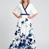Doretta | V Neck Short Sleeve Floral Maxi Dress