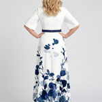Doretta | V Neck Short Sleeve Floral Maxi Dress