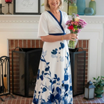 Doretta | V Neck Short Sleeve Floral Maxi Dress