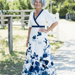 Doretta | V Neck Short Sleeve Floral Maxi Dress