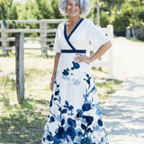 Doretta | V Neck Short Sleeve Floral Maxi Dress