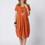 Selna | Short Sleeve Pleated Knee Length Dress
