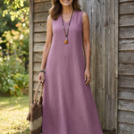 Delnia | Sleeveless V Neck Maxi Dress