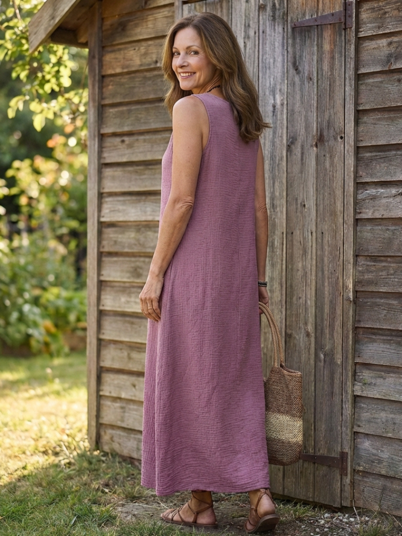 Delnia | Sleeveless V Neck Maxi Dress
