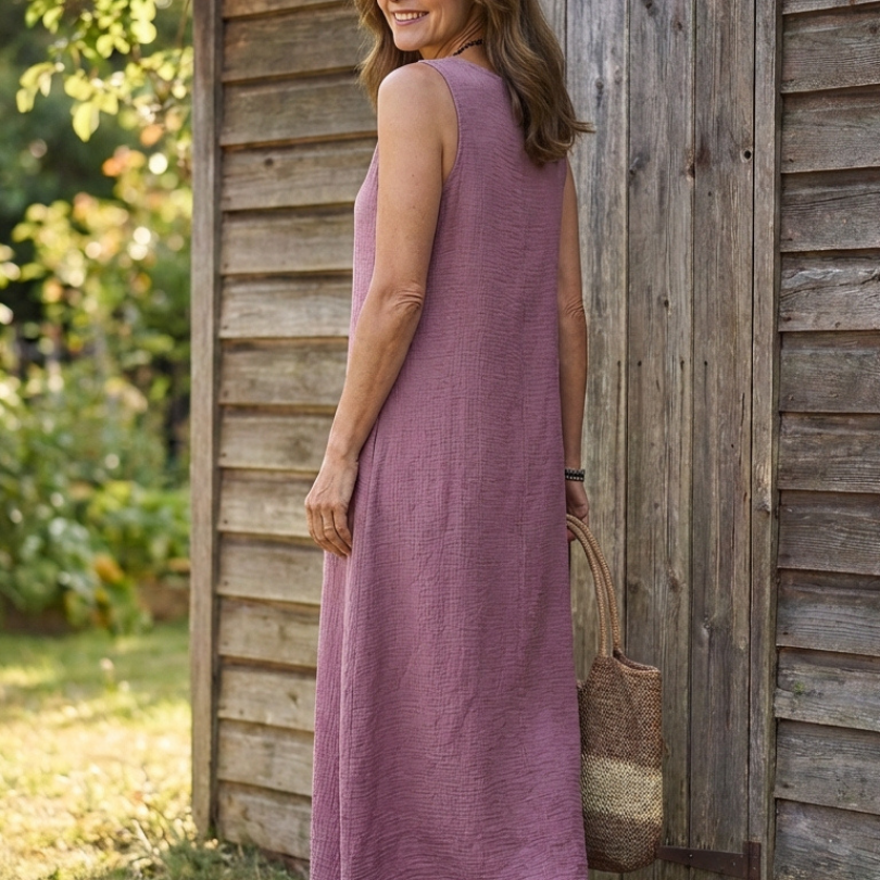 Delnia | Sleeveless V Neck Maxi Dress