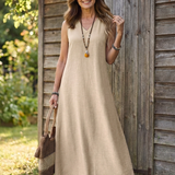 Delnia | Sleeveless V Neck Maxi Dress