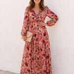 Belmarie | Long Sleeve V Neck Floral Maxi Dress