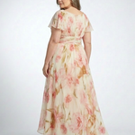 Wrennadra | V Neck Short Sleeve Floral Maxi Dress