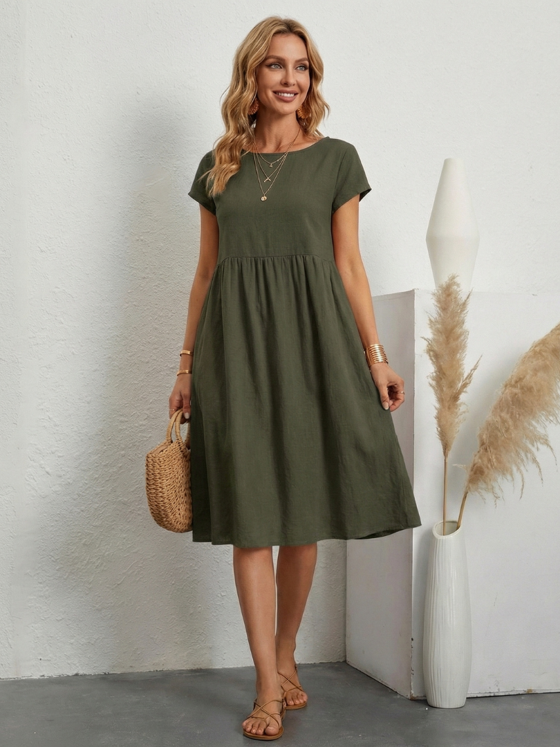 Tamsindra | Short Sleeve Knee Length Pocket Dress
