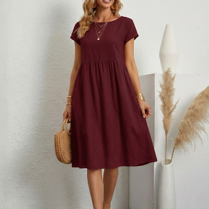 Tamsindra | Short Sleeve Knee Length Pocket Dress