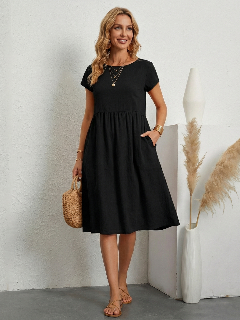 Tamsindra | Short Sleeve Knee Length Pocket Dress