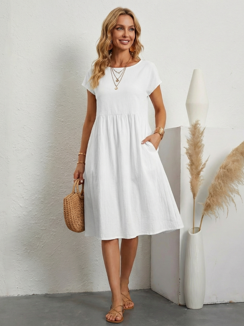 Tamsindra | Short Sleeve Knee Length Pocket Dress